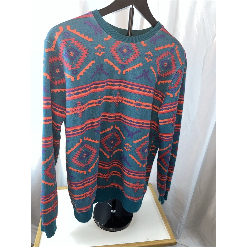 Vintage 21 Men Patterned Aztec Crew neck Men’s Sweatshirt Size S Western Cowboy